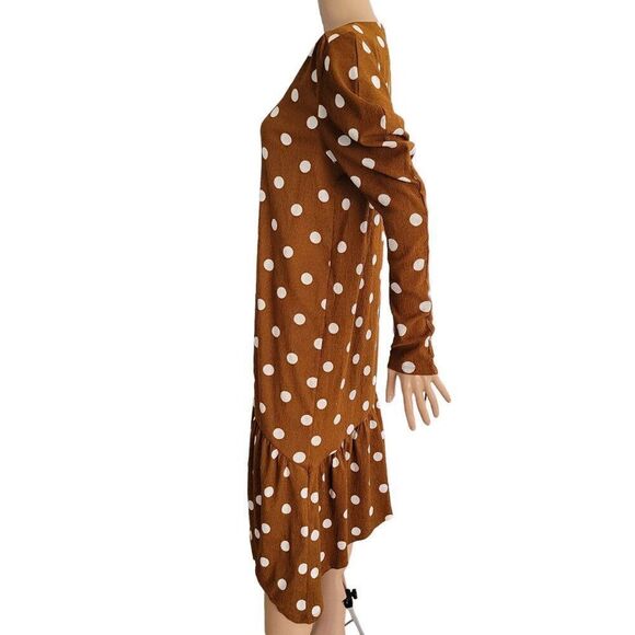 ZARA Trafaluc Polka-Dot Brown Dress (Size S) - Picture 4 of 7